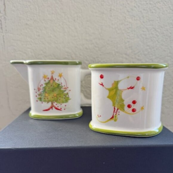 Holiday Cream & Sugar Set from France - New Never Used - HTF - Picture 1 of 12